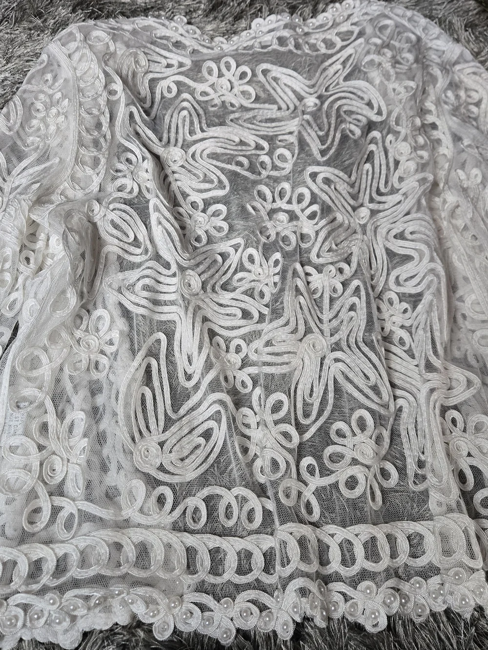 Rare Vintage White Lace Mesh Jacket Soutache Embroidered - Picture 8 of 9